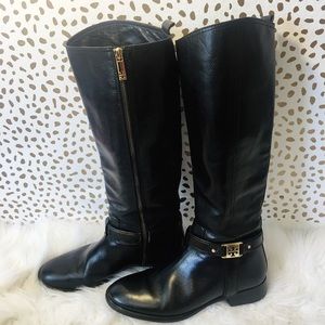 Tory Burch Black Logo Riding Boots